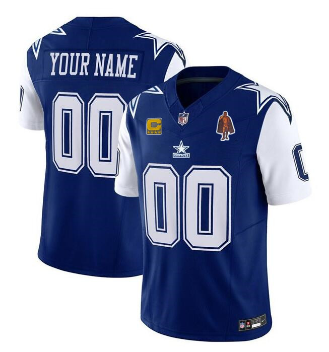 Men's Dallas Cowboys Active Player Custom Navy F.U.S.E. With Walter Payton Patch And 4-star C Patch Vapor Limited Stitched Football Jersey Men's Dallas Cowboys Active Player Custom Navy F.U.S.E. With Walter Payton Patch And 4-star C Patch Vapor Limited Stitched Football Jersey